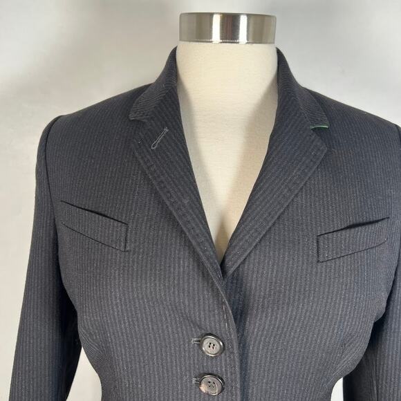 Paul Smith Women's Pinstripe Blazer Jacket 44 Black Virgin Wool Career Work - Picture 3 of 13